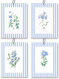 Rustic Blue Floral Car Air Freshener 4 Pcs, Preppy Blue Striped Flower Hanging Scents Air Freshener for Women Girls Gifts, Cottagecore Scented Car Accessories Decor for Room Closet Drawer