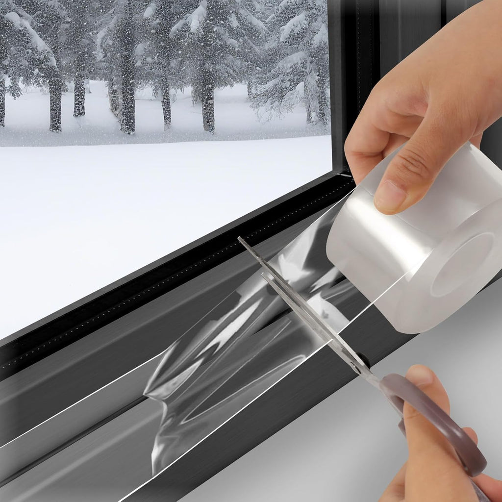Transparent Window Weather Sealing Tape - 2-Inch x 33 Feet, Airtight Insulation Tape That Blocks Drafts, No Residue Removable Adhesive