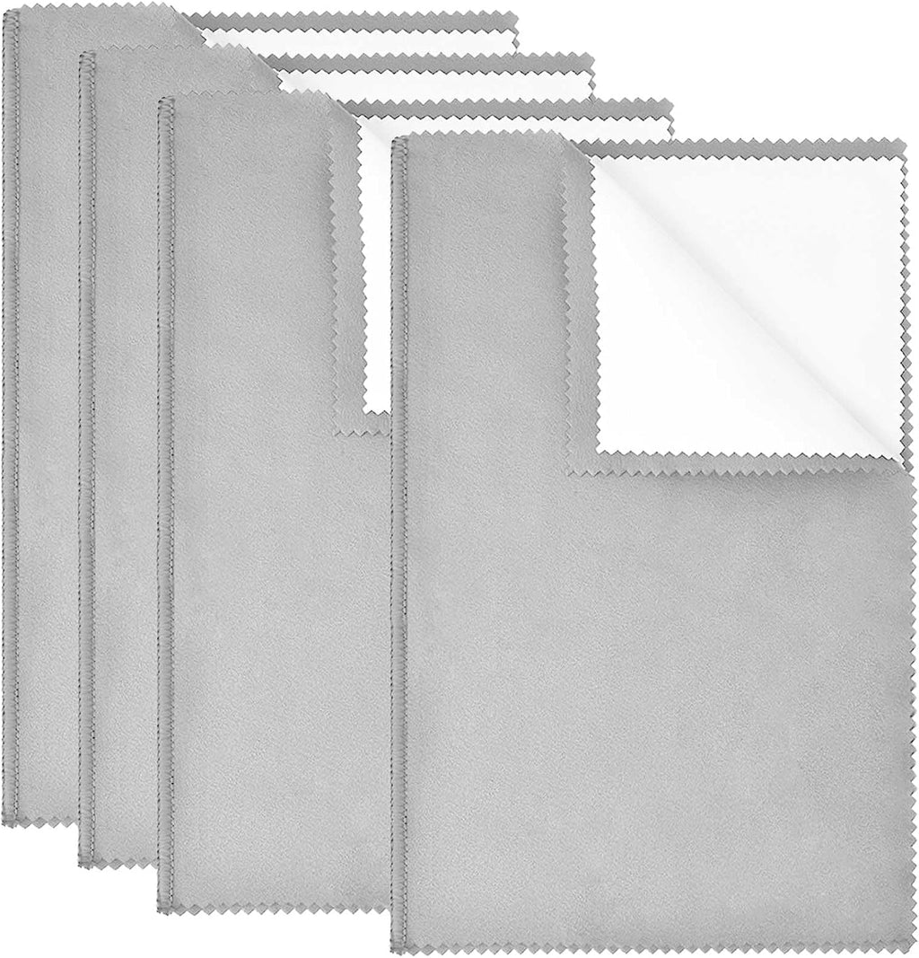 SEVENWELL Silver Polishing Cloth, Jewelry Cleaner Cloth for Sterling Silver Jewelry, Gold, Platinum, Silverware, Diamonds, Gemstones, Coins (4pcs Light Gray)