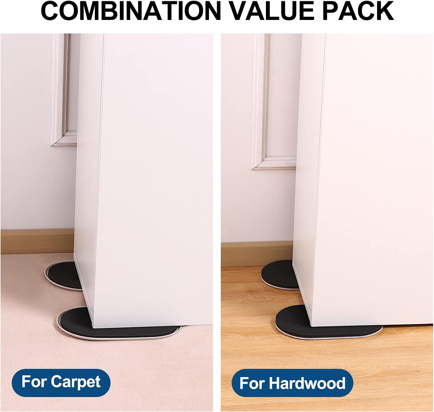 Ezprotekt 8 Pack Reusable Large Furniture Movers Sliders for Carpet and Hardwood Floors, 9-1/2" x 5-3/4" Oval Heavy Duty 4 Pcs Felt Sliders Hard Surfaces - 4 Pcs Plastic Furniture Pad Carpet (Beige)