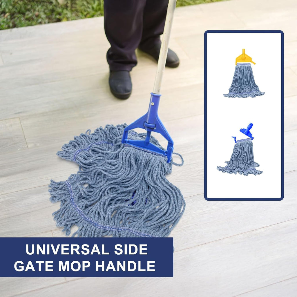 KeFanta 6 Pack Heavy Duty Commercial Mop Head Replacement,Wet Industrial Cotton Looped End String Mops Refill for Floor Cleaning,Blue