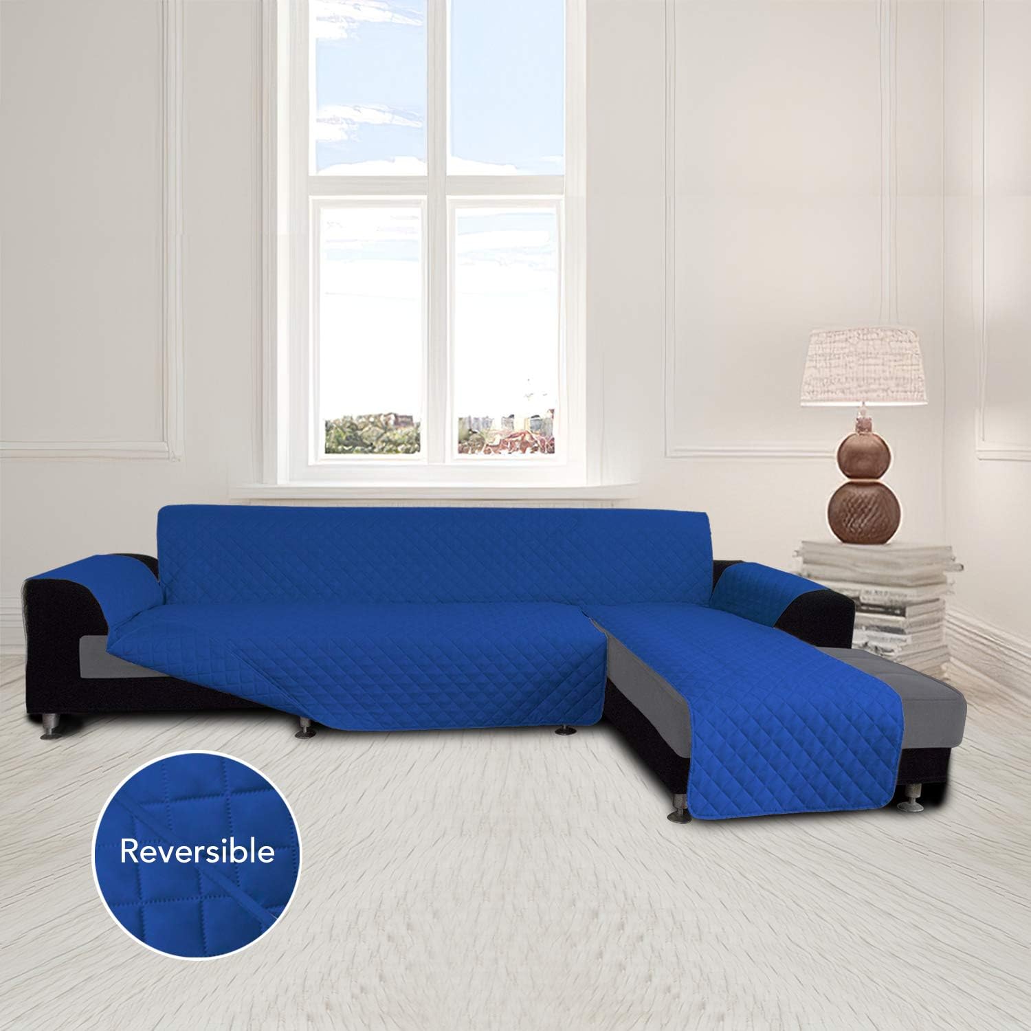 Easy-Going Sofa Slipcover L Shape Sofa Cover Sectional Couch Cover Furniture Protector Mat for Pets Dog Cat (Small, ClassicBlue/ClassicBlue)