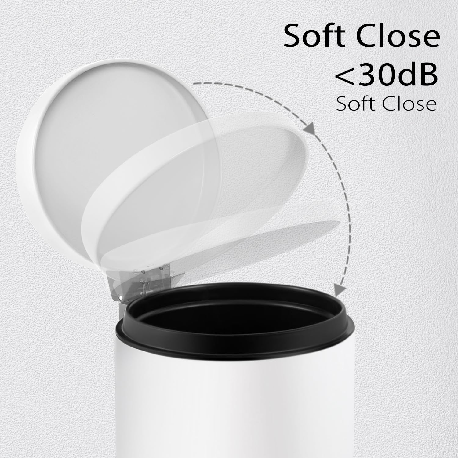 TIPGO Small Trash Can with Lid Soft Close, 4.5 Liters / 1.2 Gallon Bathroom Garbage Can, Mini Step Trash Bin, Stainless Steel Wastebasket for Bathroom, Bedroom, Office (White)