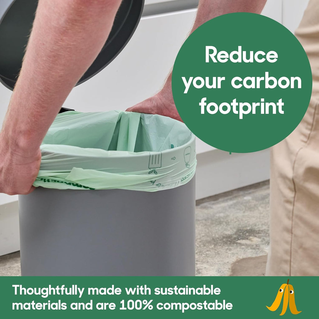 Compostic Home Compostable Trash Bags, 3 Gallon Small Kitchen Rubbish Bags (17” x 17.7”), Extra Strong & Quickly Breaks Down, 100 Count