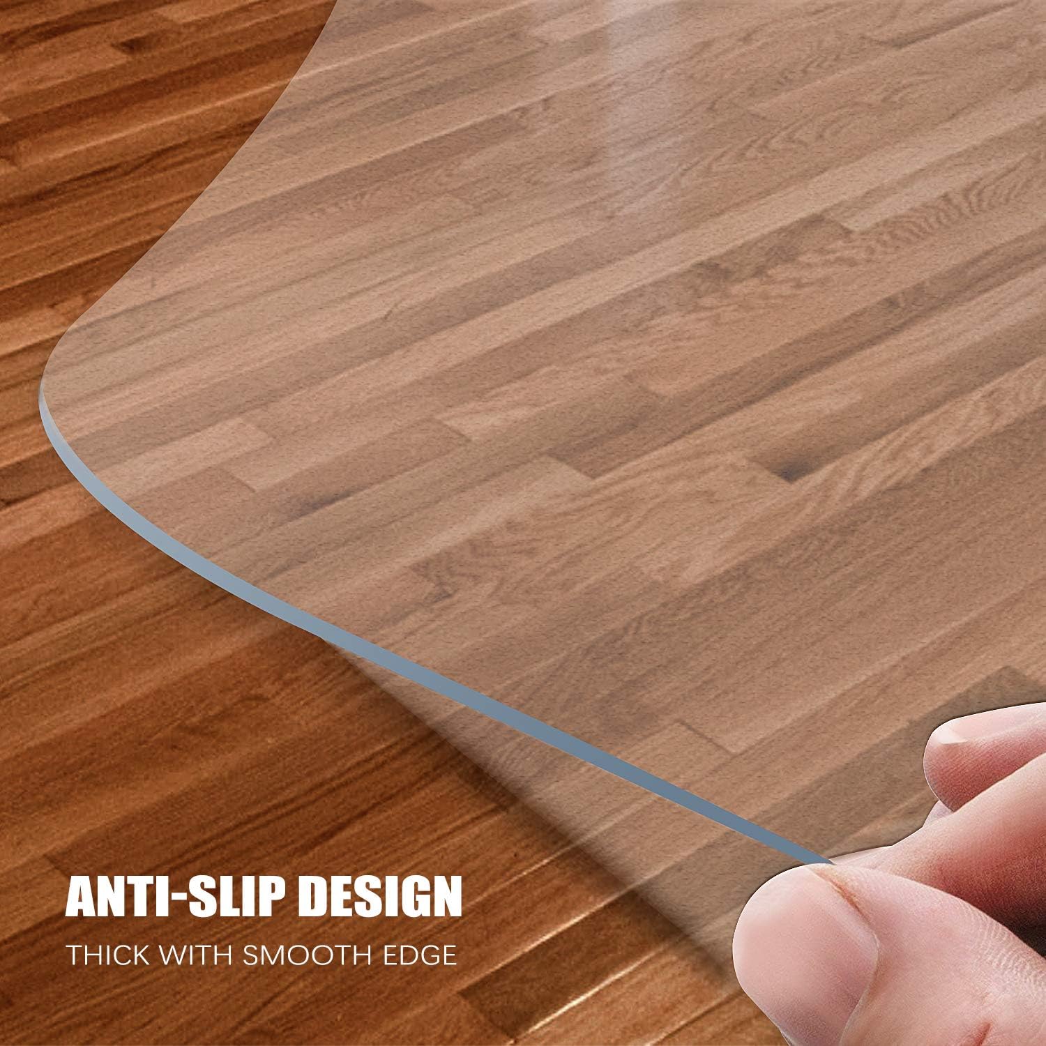 Kuyal Clear Chair mat for Hardwood Floor 51 x 63 inches Transparent Floor Mats Wood/Tile Protection Mat for Office & Home (51" X 63" Rectangle)