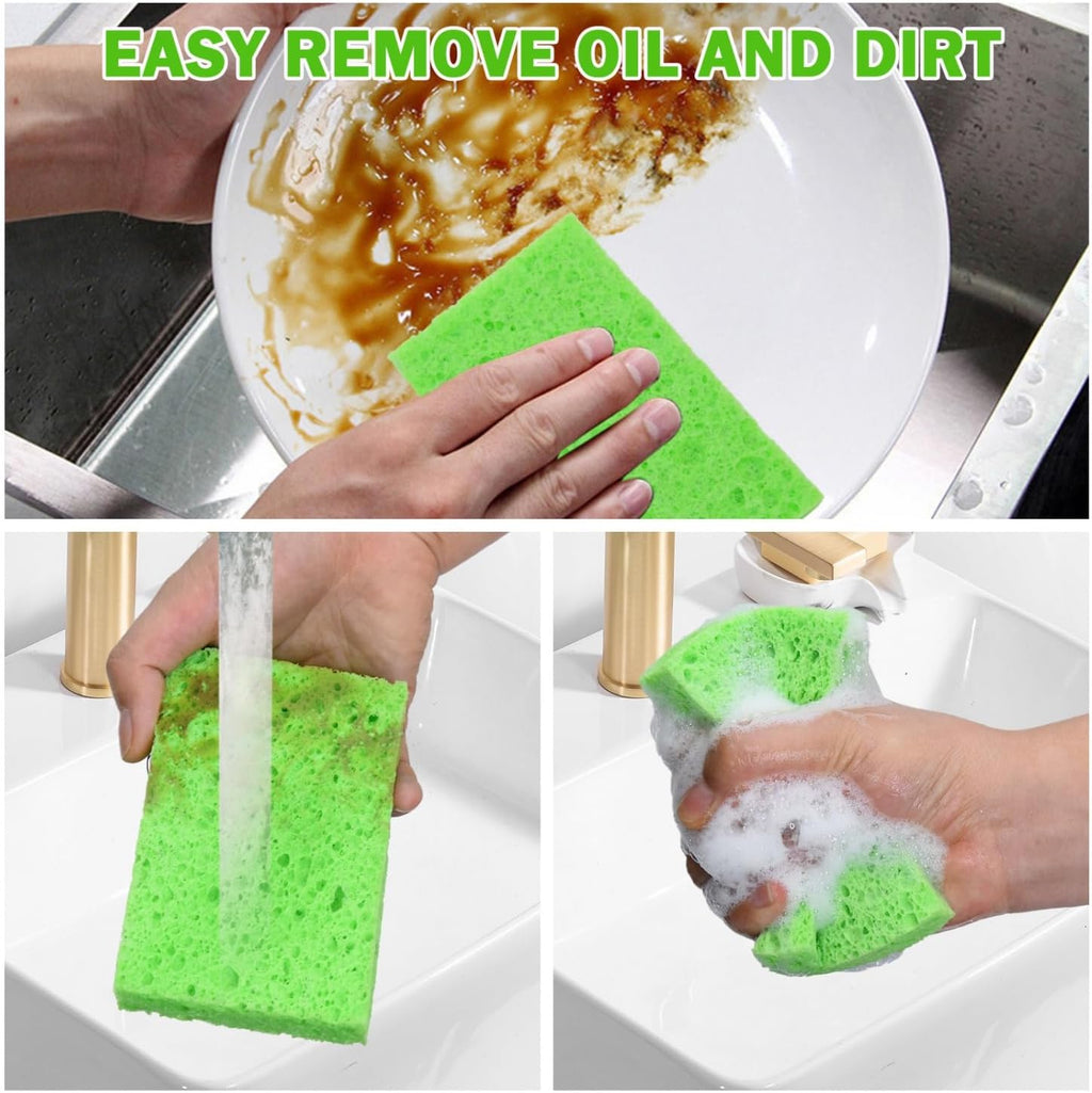 YoleShy 24 Pack Kitchen Sponges Natural Cellulose Compressed Sponges for Cleaning Reusable Dish Sponge Kitchen Non-Scratch DIY for Kids