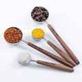 4PCS Wood Scoops for Jars Wooden Scoops for Canisters 2Tbsp + 1Tbsp Measuring Spoons for Coffee Bean Powder Coffee Scoop Measuring Scoop for Salt Sugar Multipurpose-Black Walnut+304 Stainless Steel