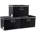 PRANDOM Extra Large Collapsible Storage Bins with Lids [3-Pack] Linen Fabric Foldable Storage Baskets Boxes Organizer Containers Cube with Cover for Bedroom Closet Office Nursery (22.8x15.7x13.8)