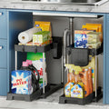 Under Sink Organizer, 2 Tier Pull Out Cabinet Organizer with Hooks Hanging Cup, Easy Installation & Rust-resistant, Multi-Purpose Storage Shelf for Kitchen Bathroom Pantry (Black, 2 Pack)