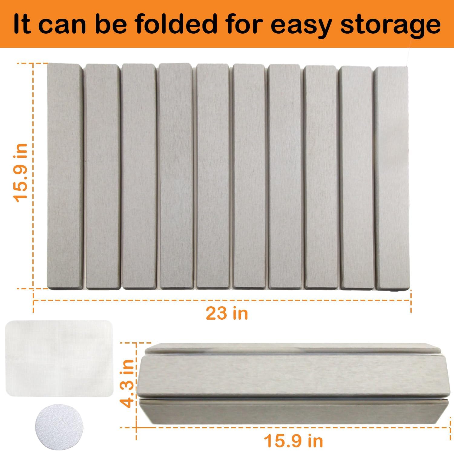 Foldable Stone Dish Drying Mat Fast Dry and Quickly Absorbed Collapsible Drying Mat, Protection Kitchen Counter，Kitchen Dishes Bottles Cups Match Any Countertop 23" x 16"