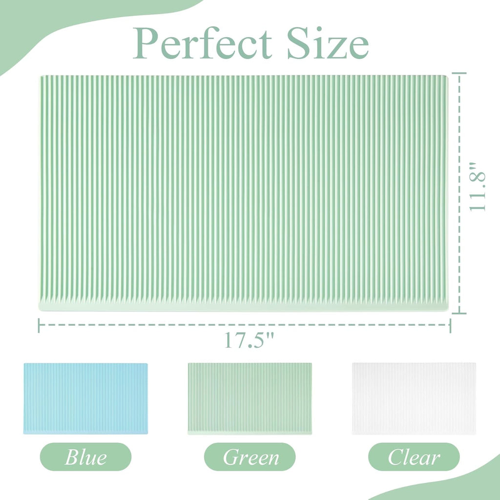 Non-Slip Silicone Refrigerator Liners for Shelves, Reusable Washable Fridge Shelf Drawer Liners, Cuttable Waterproof Oilproof Fridge Liner for Glass Shelve Kitchen Cabinet Drawer Mats (Green, 1 Pack)