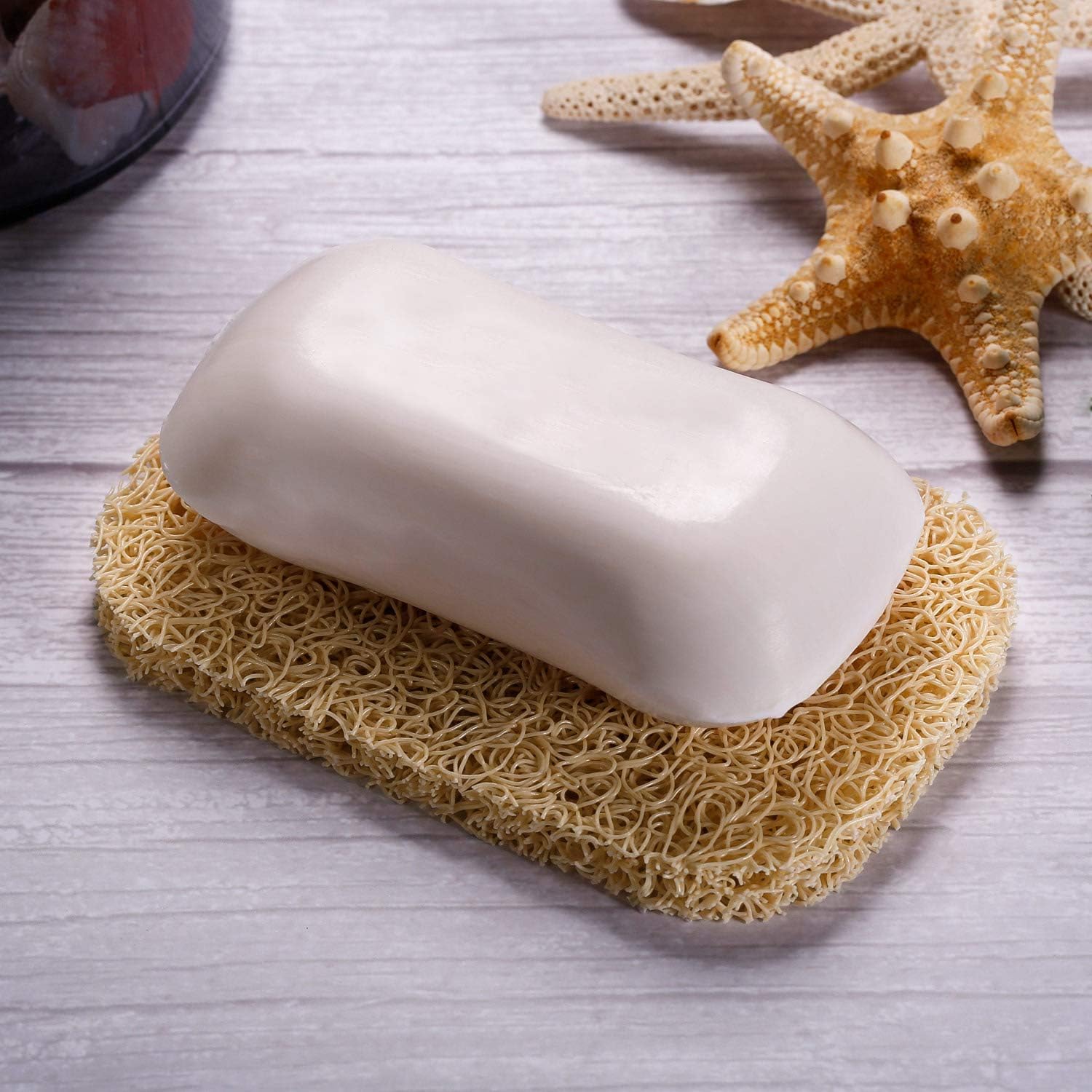 Bar Soap Dish Holder for Shower Bathroom Stainless Steel Rust Proof Self Draining with Beige Soap Saver Pad
