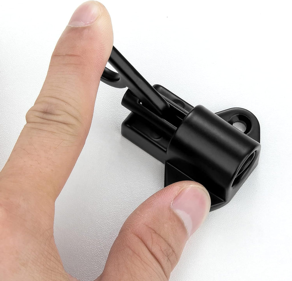 6 Packs Self-Closing Latches，Black Spring Door Lock，Resilient Bolt Latch Aluminum Alloy Safety Automatic Spring Barrel Slide Door Lock with Screws,Used for Gate,Window and Cabinet etc