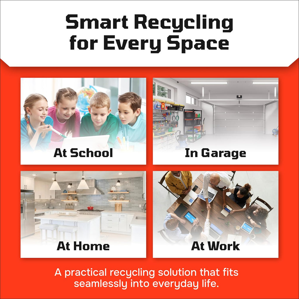 6 Gallon Stackable Recycling Bins for Homes, Garages, Offices Made of 100% Recycled Plastic - (Red, 3 Pack)