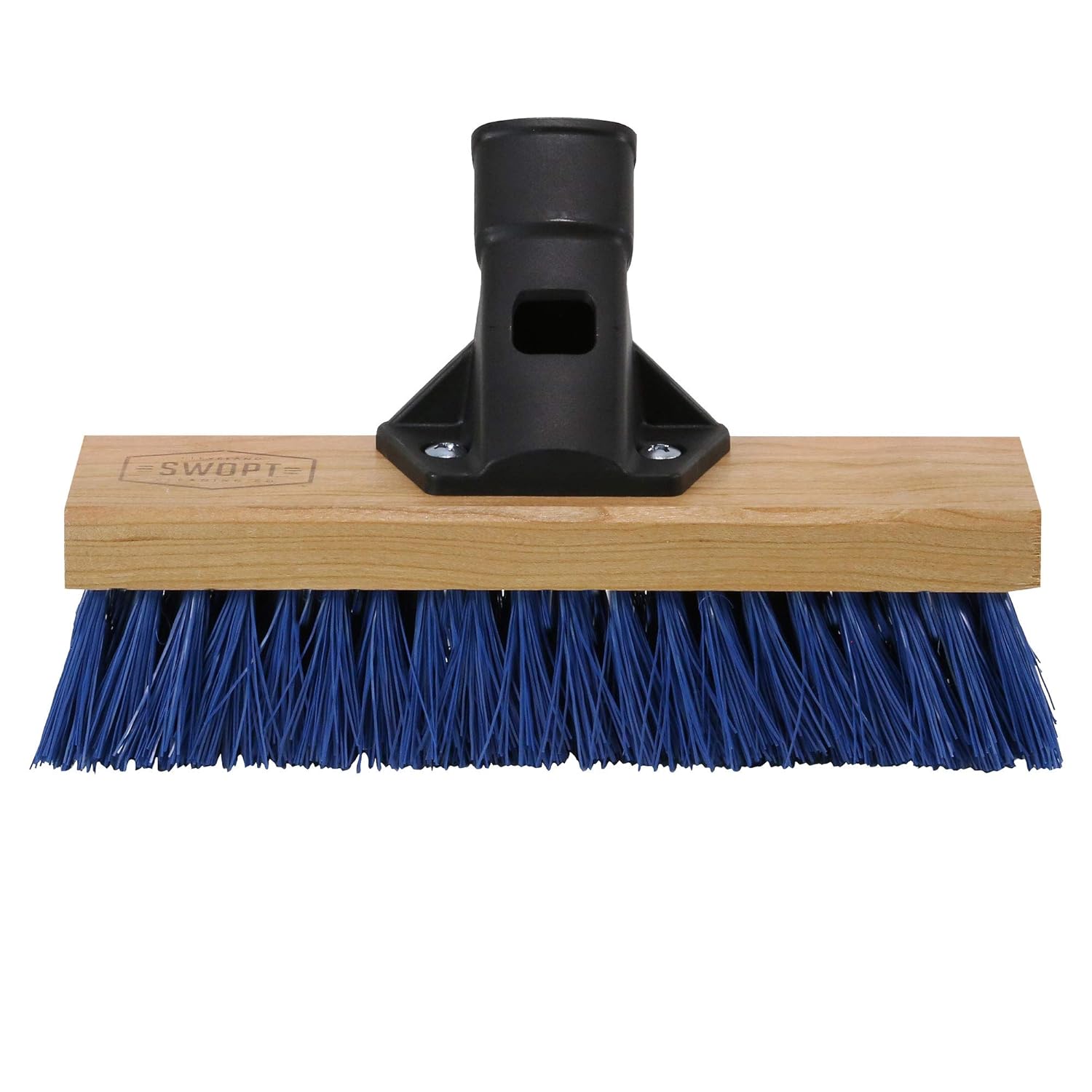 SWOPT Garage Kit — Includes 48” and 60” Wooden Handles, Smooth Surface Push Broom & 10” Premium Multi-Surface Scrub Brush Head