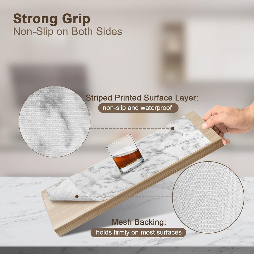 OcePor Non-Adhesive Drawer and Shelf Liner 12IN x 20FT，Non Slip Cabinet and Cupboard Liner, Kitchen Cabinet Liners for Shelves, Waterproof Drawer Shelf Liners for Cabinets/Bathroom Cupboard, Marble
