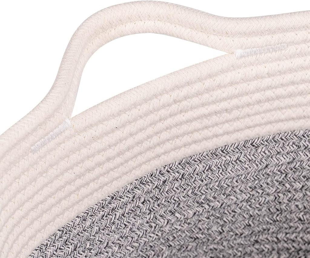 Medium and Large Woven Basket//With Handle, Used for Toys and Fabric Storage Basket used for Storing xl Storage Box, Decorative Storage Box Room 2pack (14L*10W*8.6H Silver Gray, 14Lx10Wx8.6H)