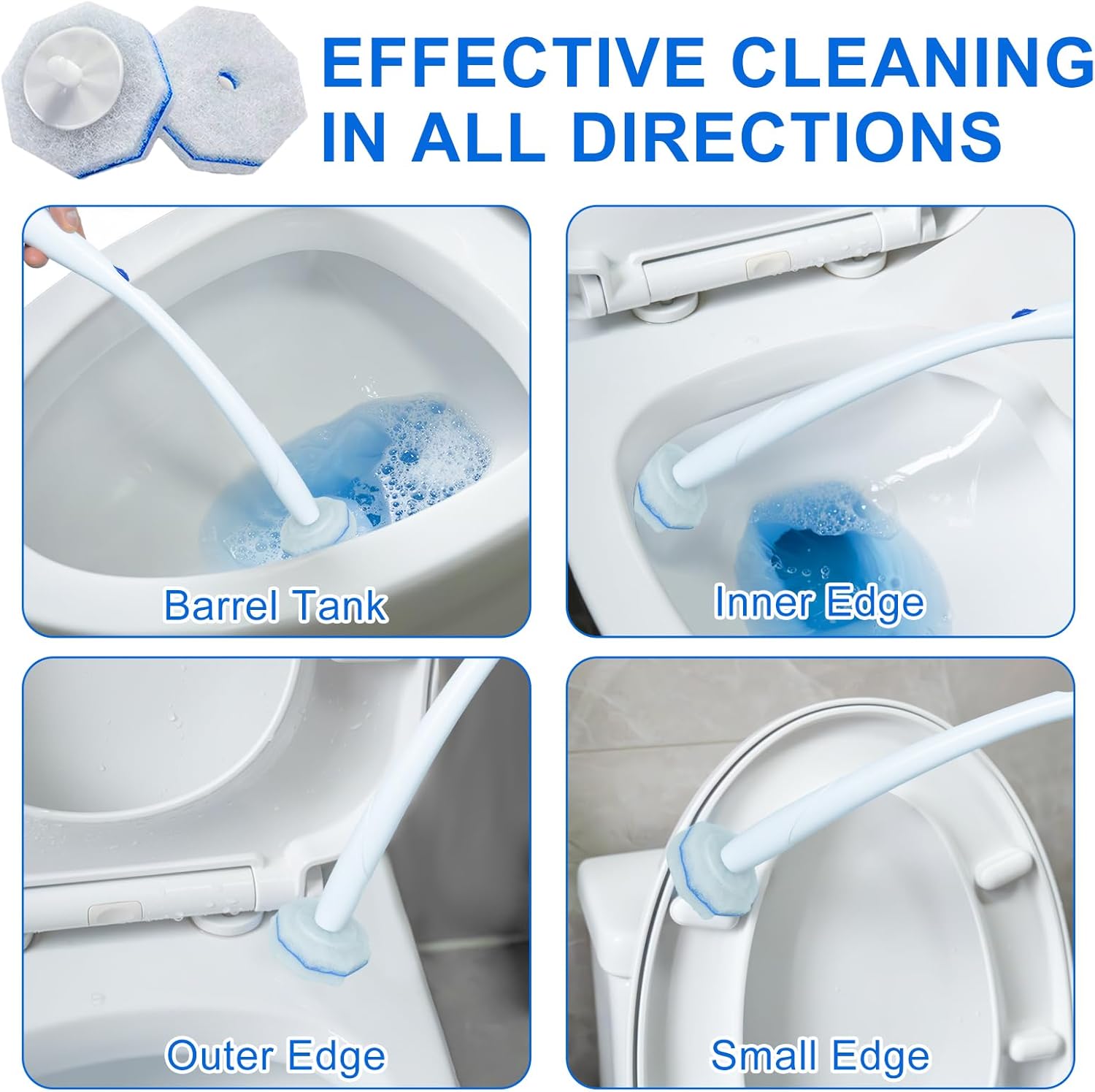 60pcs Disposable Toilet Wand Refills,Replacement Brush Heads Compatible With Most Toilet Wand Refill System,Upgrade Fiber Cleaner Heads for Closestool Cleaning.（not included brush rod）