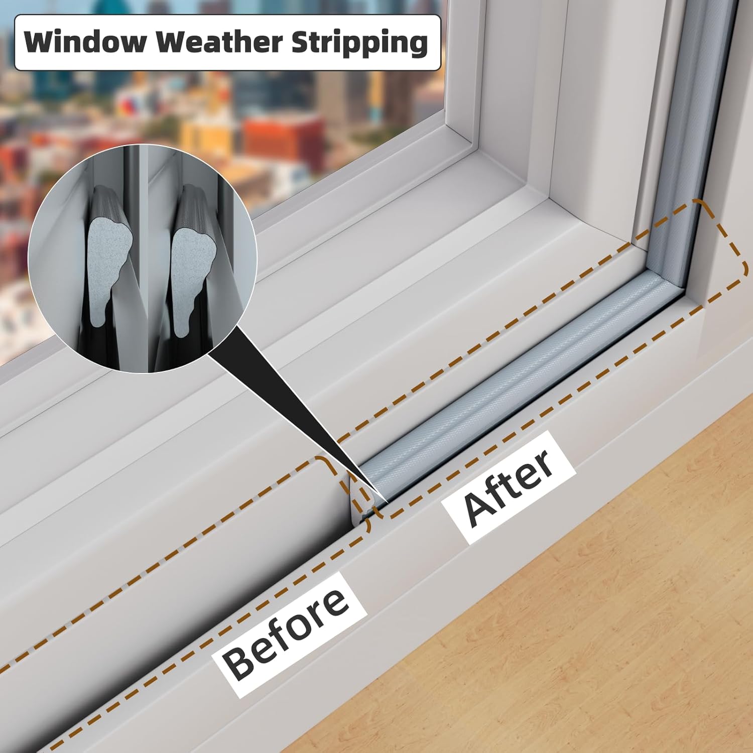 2 Pack*16.4 Ft Weather Stripping Seal Strip for Doors,Soundproofing Window Insulation Draft Stopper for Winter, Selfadhesive Foam Weather Strip for Door Frame,Door Gap Filler Noise Blocker(Gray)