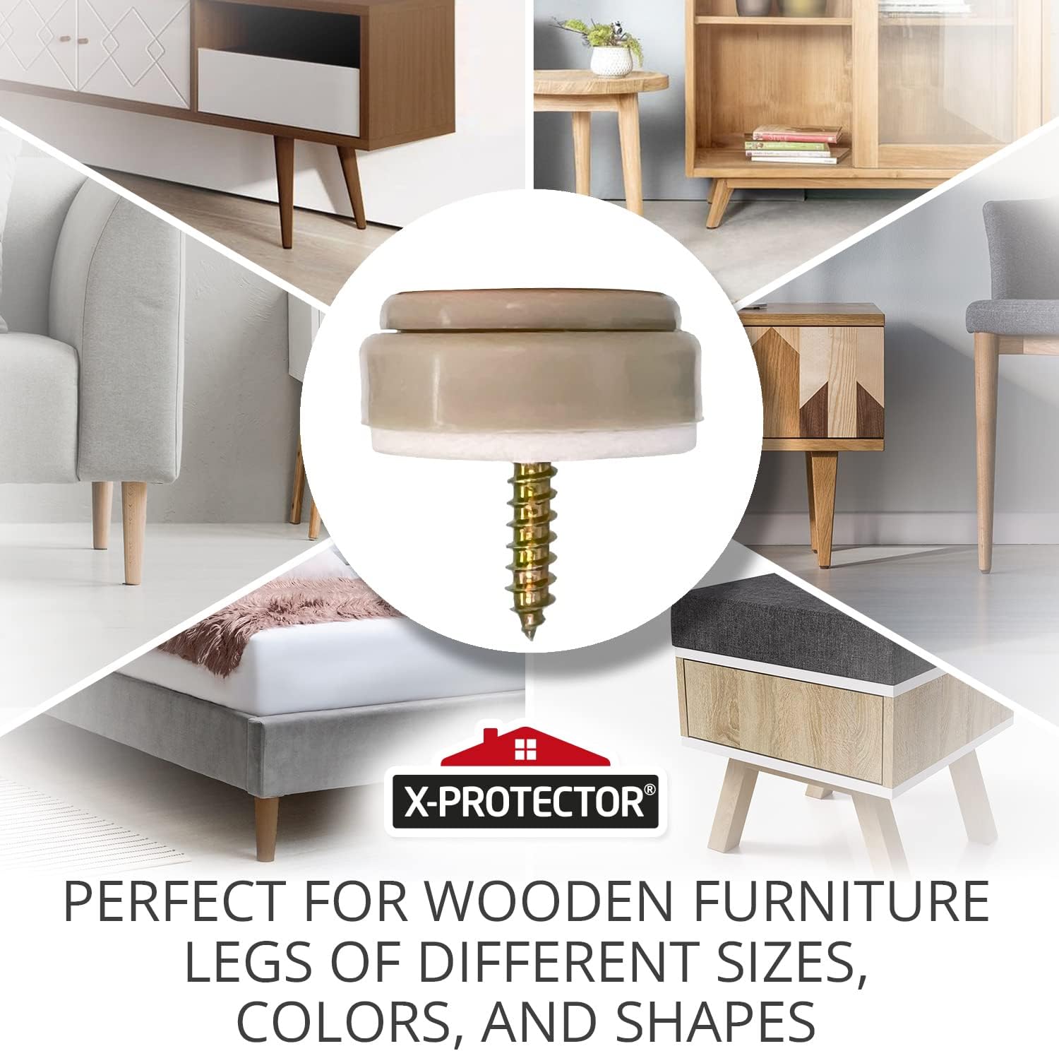 Chair Glides X-PROTECTOR – 8 PCS 1" Furniture Glides – Screw-On Chair Sliders – Premium Chair Leg Floor Protectors – Slide Furniture Effortlessly on All Floor Types with Small Furniture Sliders!