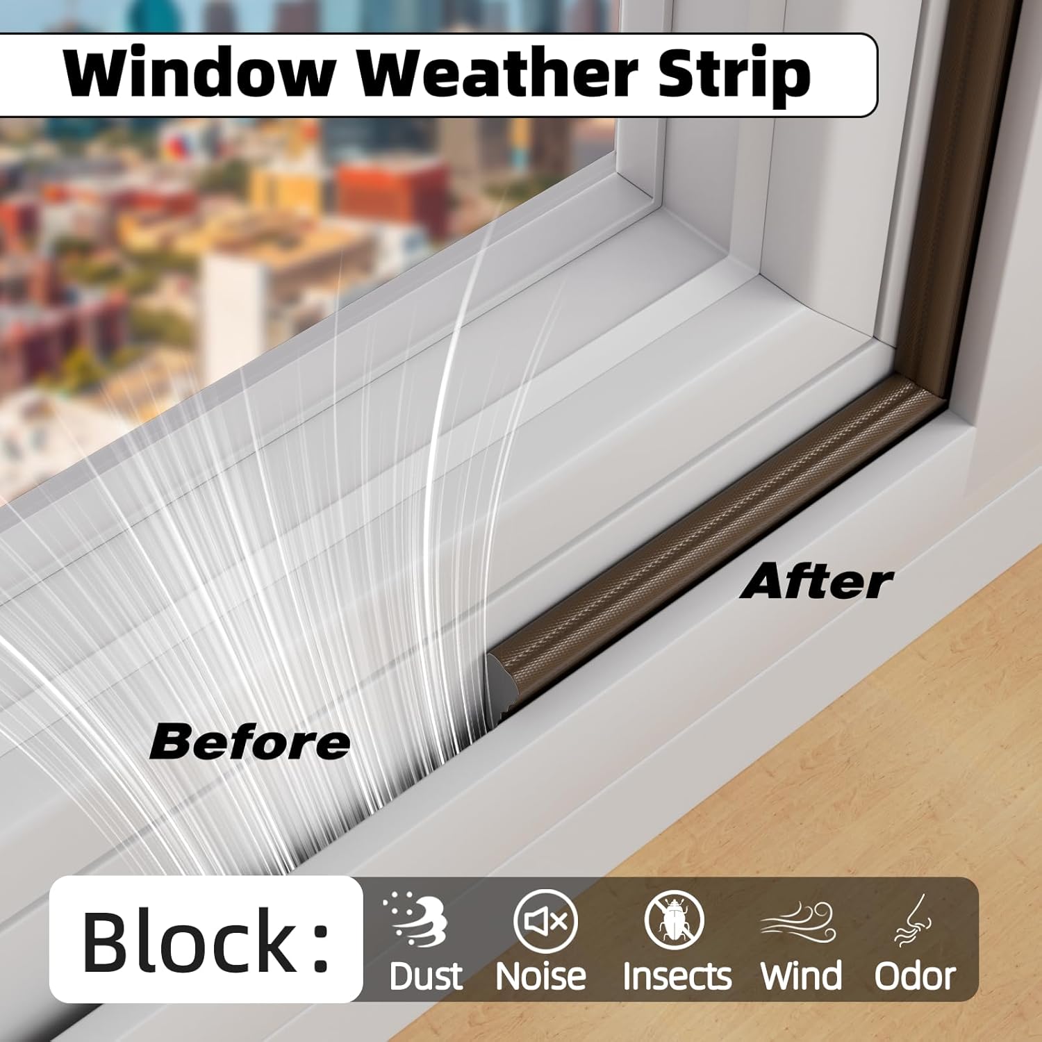 196" Wedge Weather Stripping Door Seal Strip for Door Frame & Window,Self Adhesive Window Insulation Draft Stopper Seal for Winter,Gray Foam Door Gap Filler for Soundproofing Light Blocker,Brown