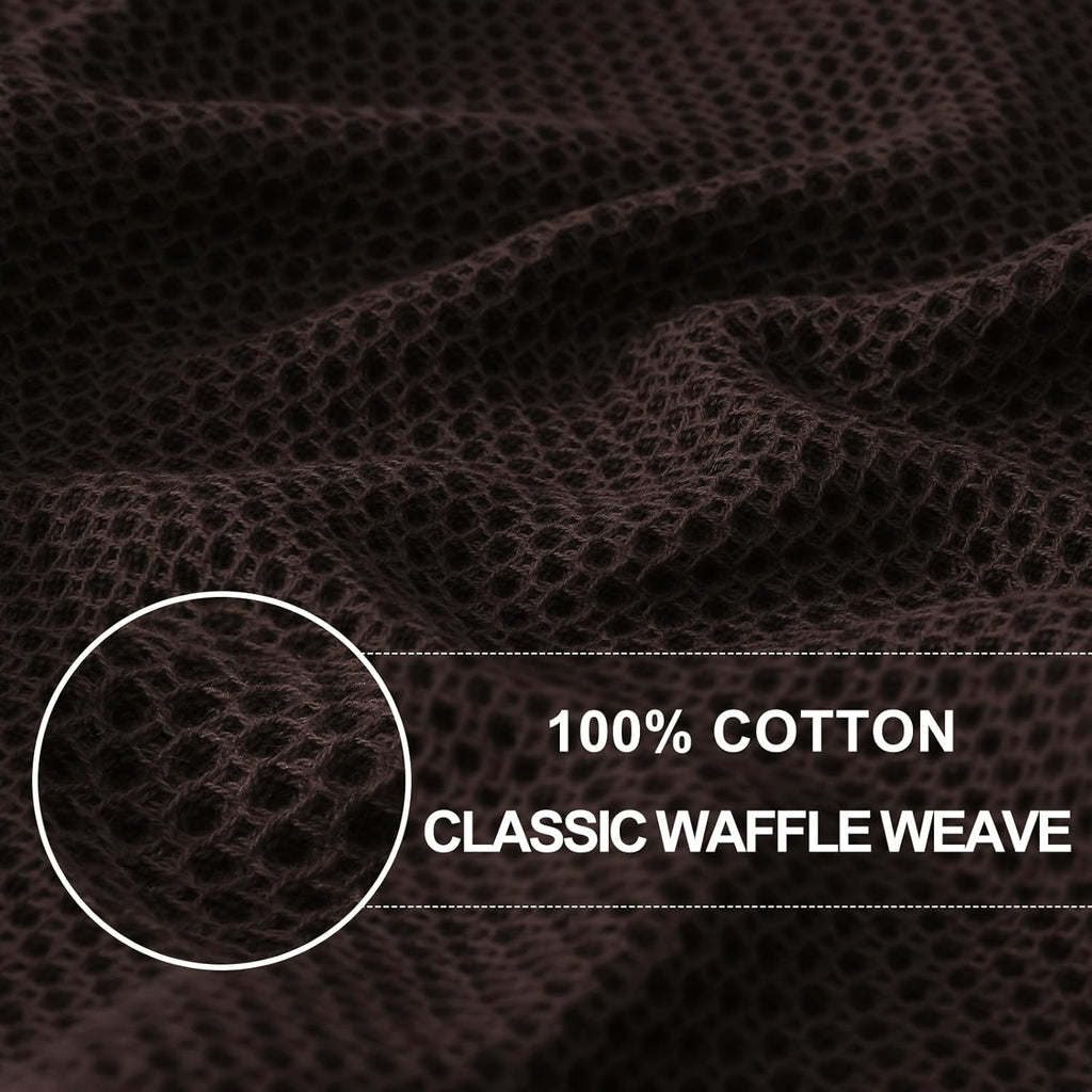 Homaxy 100% Cotton Waffle Weave Kitchen Dish Towels, Ultra Soft Absorbent Quick Drying Cleaning Towel, 13 x 28 Inches, 4-Pack, Dark Brown
