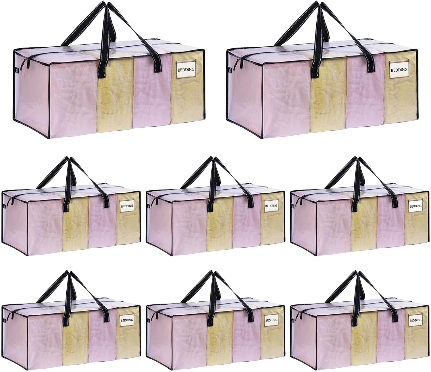 VENO 8 Pack Moving Bags Extra Large Storage Bags for College Move-In, Heavy-Duty Storage Totes, Packing Boxes, and Wardrobe Moving Supplies - Durable Laundry Bags for Clothes (Clear, 8 Pack)