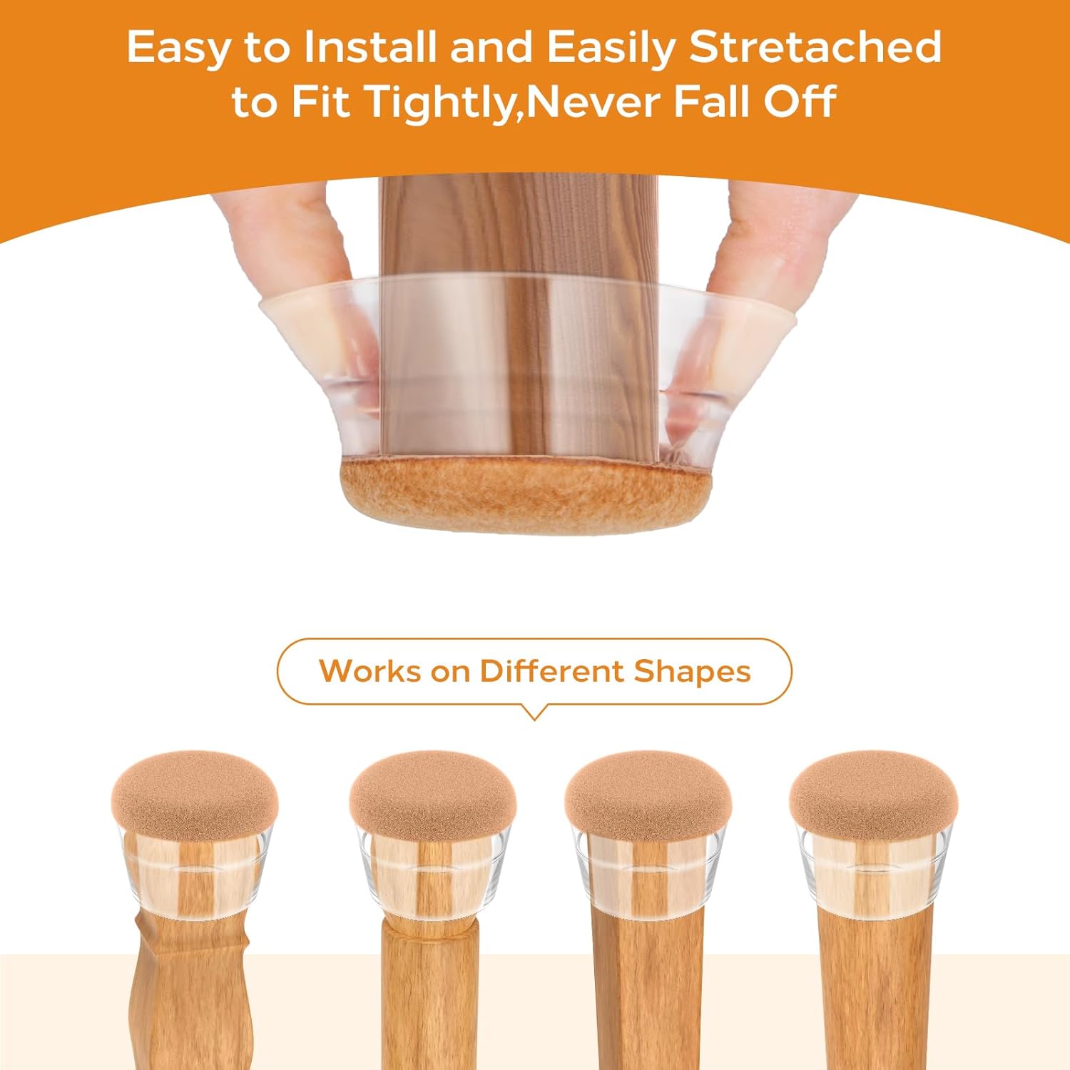 24 PCS Silicone & Felt Chair Leg Floor Protectors for Hardwood Floors - Furniture Pads, Chair Leg Covers/Cups - No Noise & Scratch-Proof - Round M (Fits 1"-1 3/16" / 24-30mm), Clear