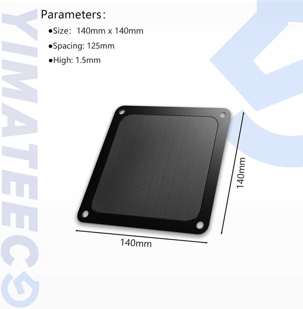 Dust Filter PC 140mm for Computer Cooler Fan/PSU/Routers PVC 50 Mesh, Magnetic Frame PC Fan Dust Mesh PC Cooler Filter Dustproof Computer Fan Grills (PVC, 140 * 140mm, 2pcs, Black)