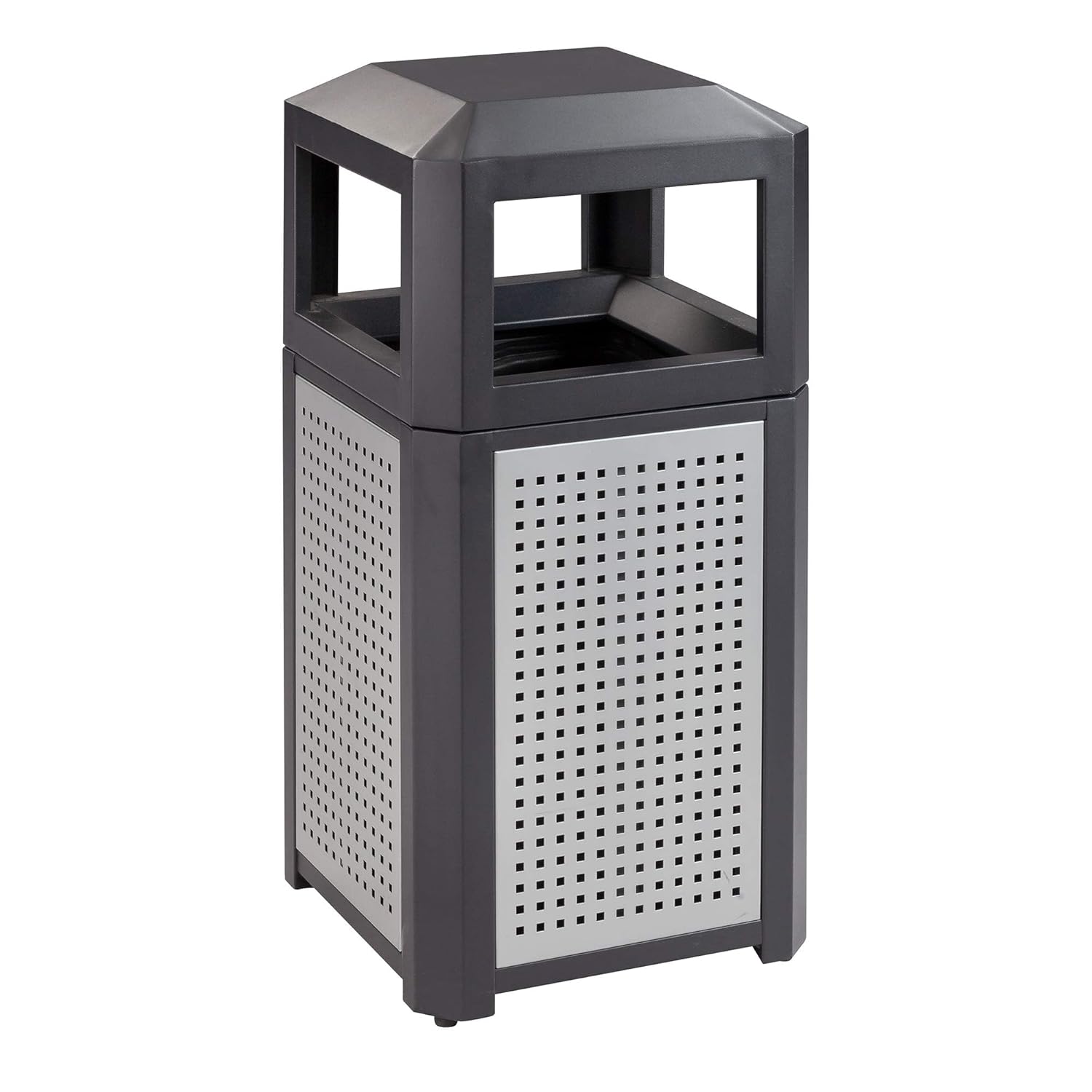 Safco Evos Steel Trash Can, 15 Gallons, Indoor and Outdoor Use, Commercial Garbage Can with Plastic Liner