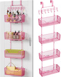 HapiRm Over Door Organizer Storage - Hanging Door Organizer with 4 Metal Large Capacity Baskets and Adjustable Coat Hook for Bathroom Bedroom Kitchen Pantry Closet Cabinet