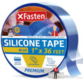 XFasten Self Fusing Silicone Tape Waterproof – 1" x 36 Feet Blue, Self Amalgamating Tape, Silicone Rubber for Plumbing, Sealing Pipes, Hose Repair, Outdoor Coax and Electrical Cables – Weatherproof