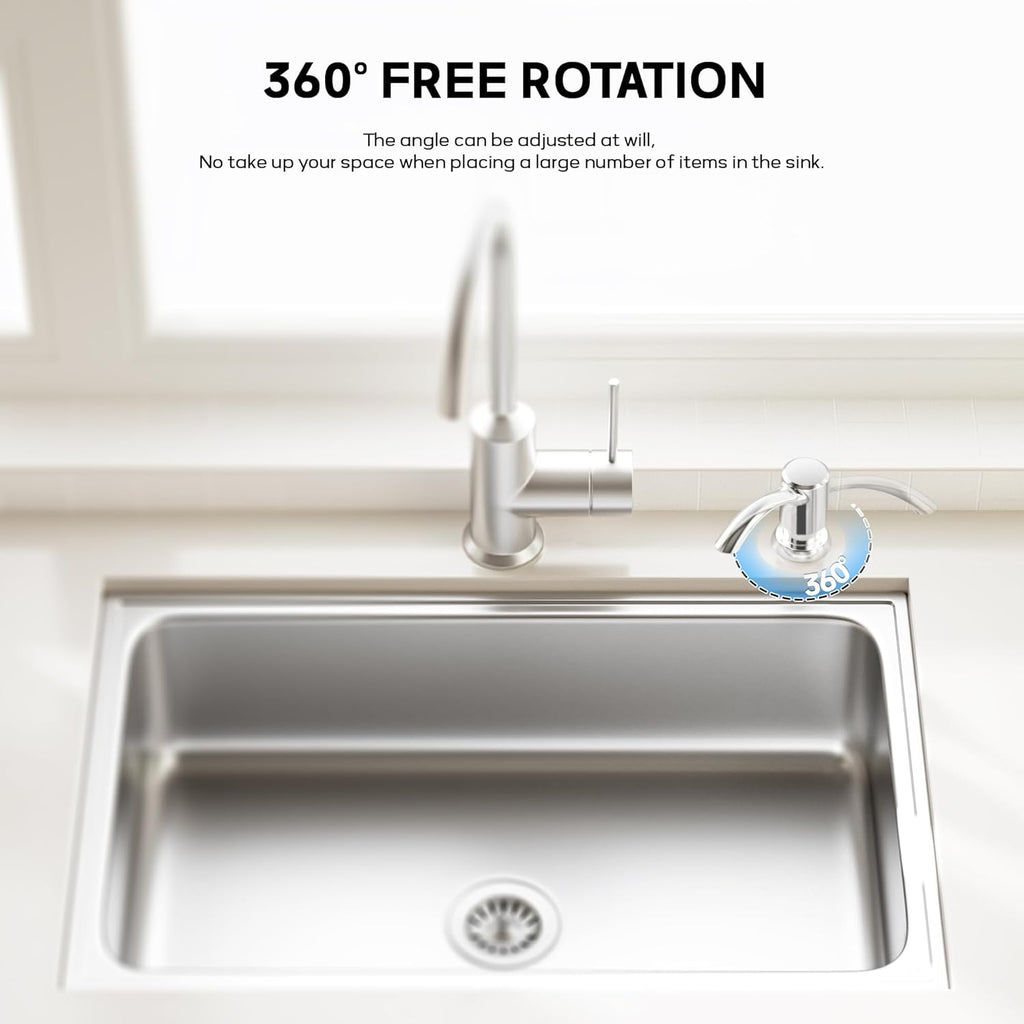 SAMODRA Built-in Kitchen Sink Soap Dispenser with Extension Tube Kit - Chrome Finish, Leak-Proof Design, No Top Refill Required (39" Tube)