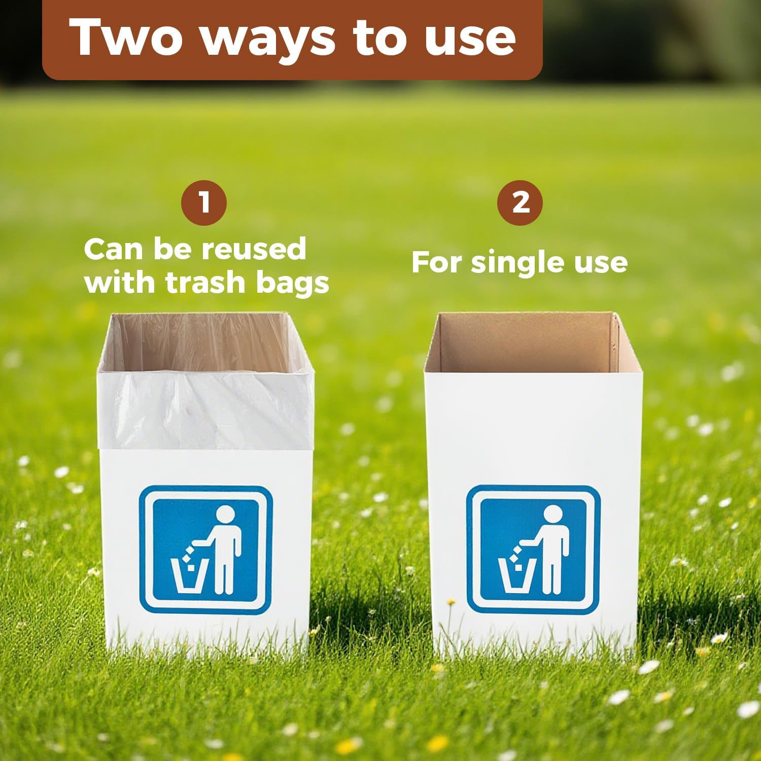 （10 Pack） 13 Gallon Disposable trash cans for parties,Reusable Pop up garbage can,In-Home Recycling Bins（Comes with 20 disposable trash bags）