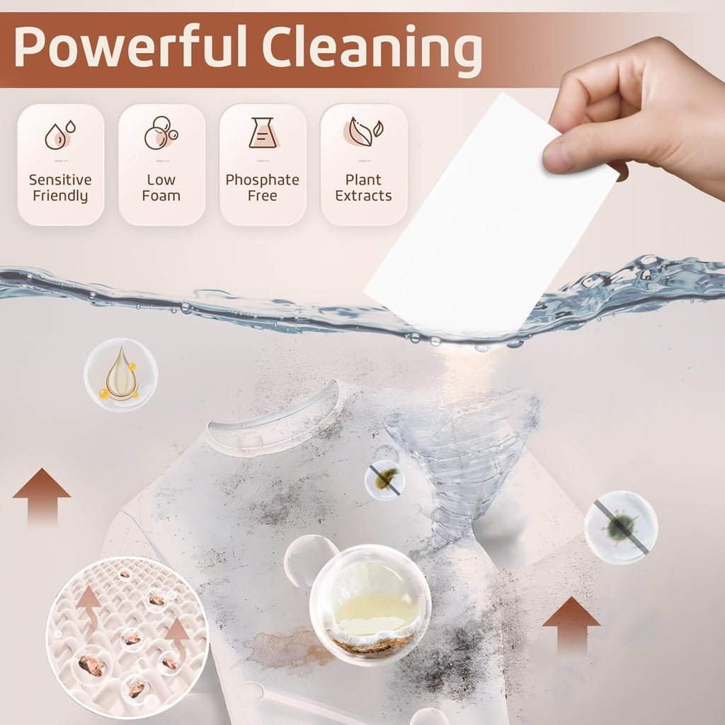 Poesie Laundry Detergent Sheets Earth Warmth Scent 160 Count Road Trip College Dorm Essentials for Travel Washing Sheets Detergent Liquidless Portable No Messy Laundry Strips