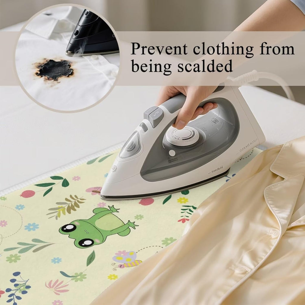 Ironing Mat Ironing Board Pad Heat Resistant, Portable, Quilting & Travel Blanket 32 x 16 Inch Cute Frog Small Ironing Mat for Table Top,Countertop,Etc