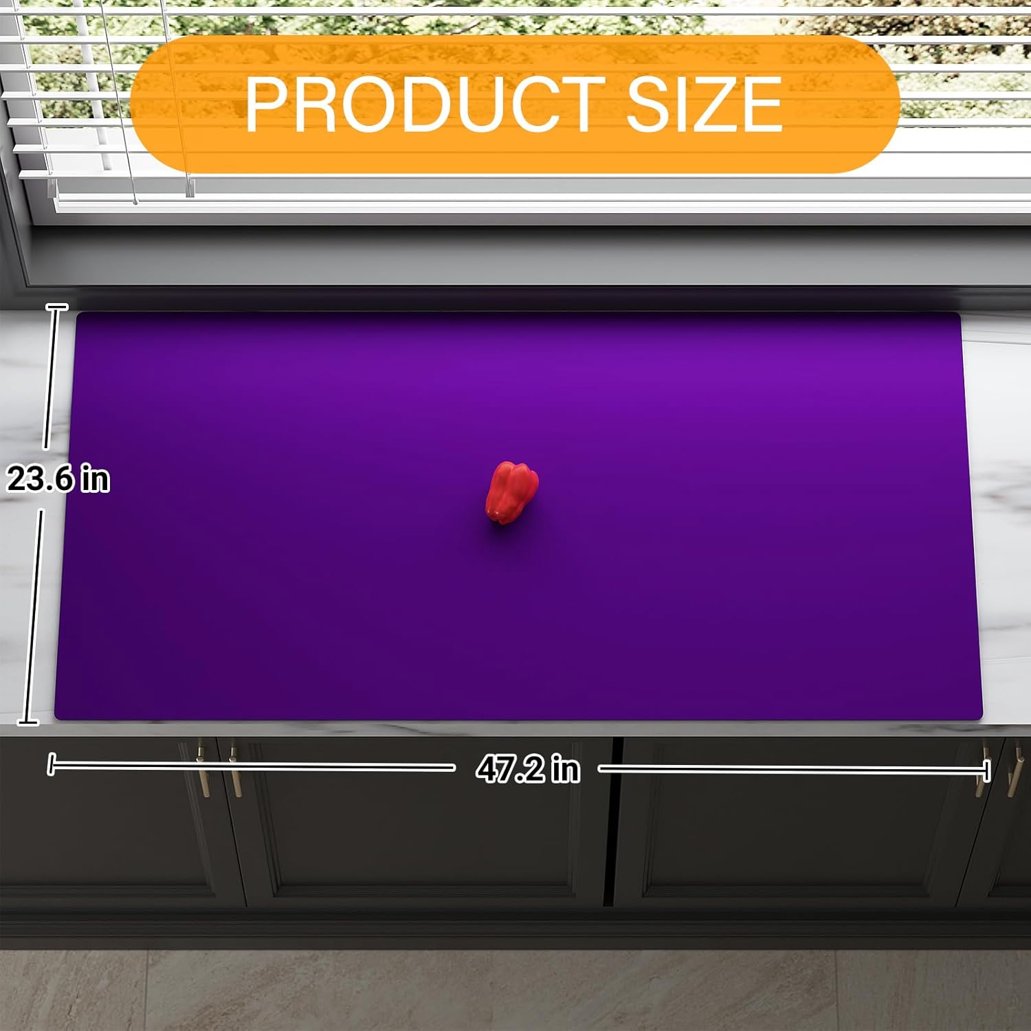 Quality Silicone Table Mat 47x24 Inch - High Heat Resistant (Lab Tested 482°F), Non-Slip Oil-Resistant Surface for Baking & DIY | Waterproof & Easy Clean (Purple)