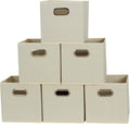 Household Essentials 82-1 Foldable Fabric Storage Bins | Set of 6 Cubby Cubes with Handles | Natural (Pack of 6)