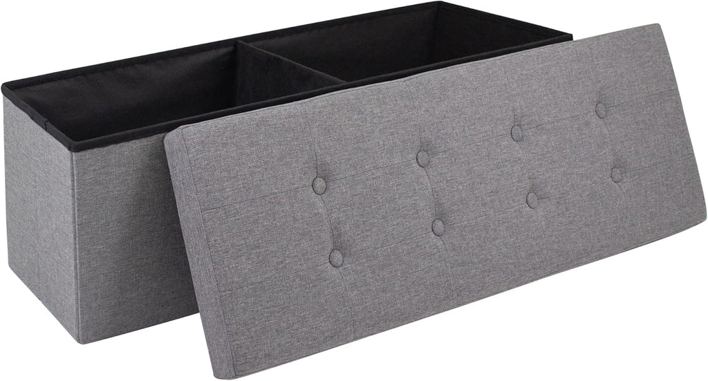 GLAXYFUR 43 Inches Folding Storage Ottoman Bench, Storage Chest, Footrest for Entryway, Living Room, Holds up to 660 lb, Light Grey
