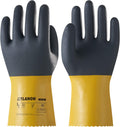 LANON 3 Pairs PVC Chemical Gloves, Thick Rubber Work Gloves, Heavy-Duty, EN 374/388, Acid, Alkali and Oil, Non-Slip, Large