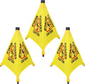3 Pcs 20 inch Pop up Wet Floor Sign with Storage Tube, Wet Safety Signs Commercial Caution Safety Cone Pop up Caution Sign for Commercial Stores Grocery Restaurant Restroom Office