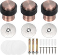 PATIKIL 3Set Round Door Stoppers, 46mm Stainless Steel Door Stop Doorstop Wedge Metal Cylinder Self Adhesive with Screw for Bottom of Door Floor Inside, Copper Tone