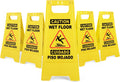 XPCARE 24 Inches Caution Wet Floor Sign, 5PACK Yellow Bilingual Double-Sided Safety Warning Signs,A Frame Safety Wet Floor Signs Commercial