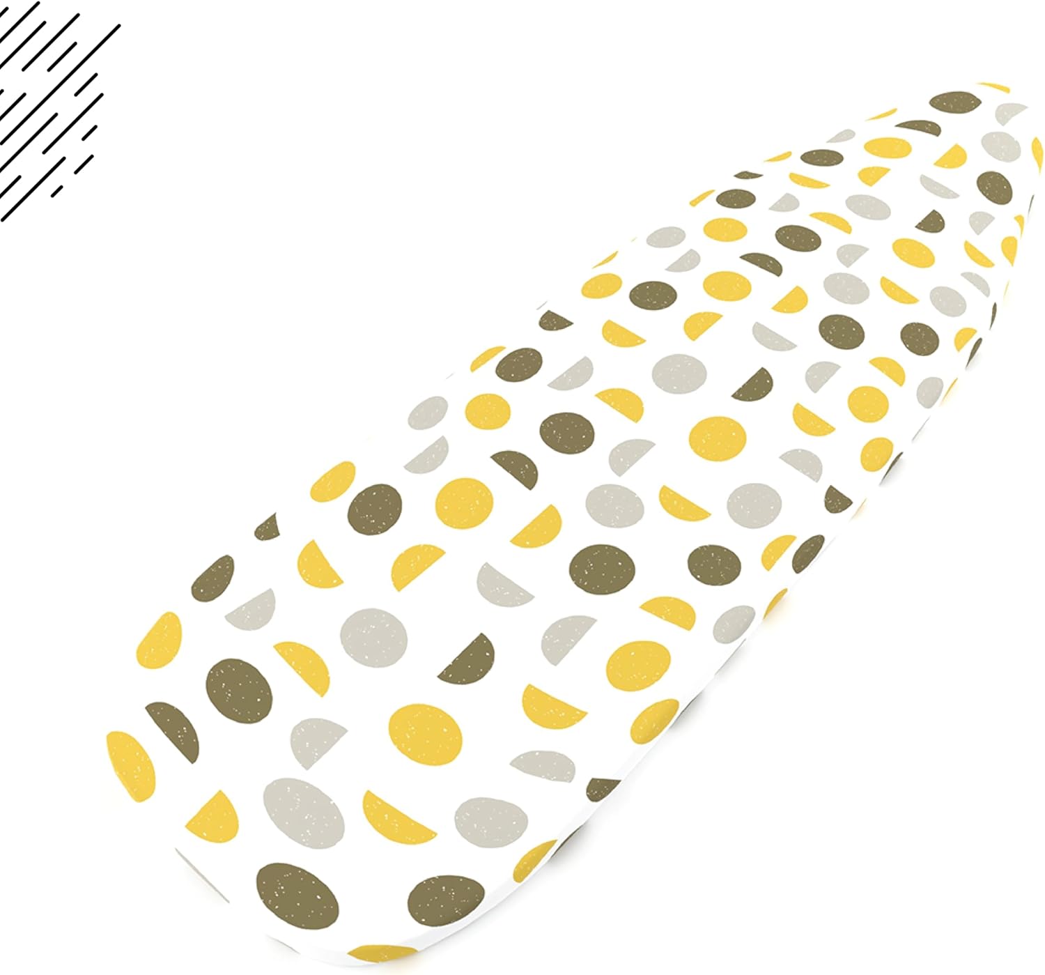 Encasa XO Ironing Board Cover and Pad 54"x15" - Thick 3mm Felt Padding, Drawstring Tightening & Lock, Easy Fit, Scorch & Stain Resistant, Fits Standard Large Ironing Board - Yellow Moon