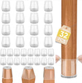 BALEINE 32 Pack Silicone Chair Leg Floor Protectors, Stool Leg Protectors Cap, Non-Slip Chair Leg Caps for Hardwood Floors (Clear Combo 32 Pack)