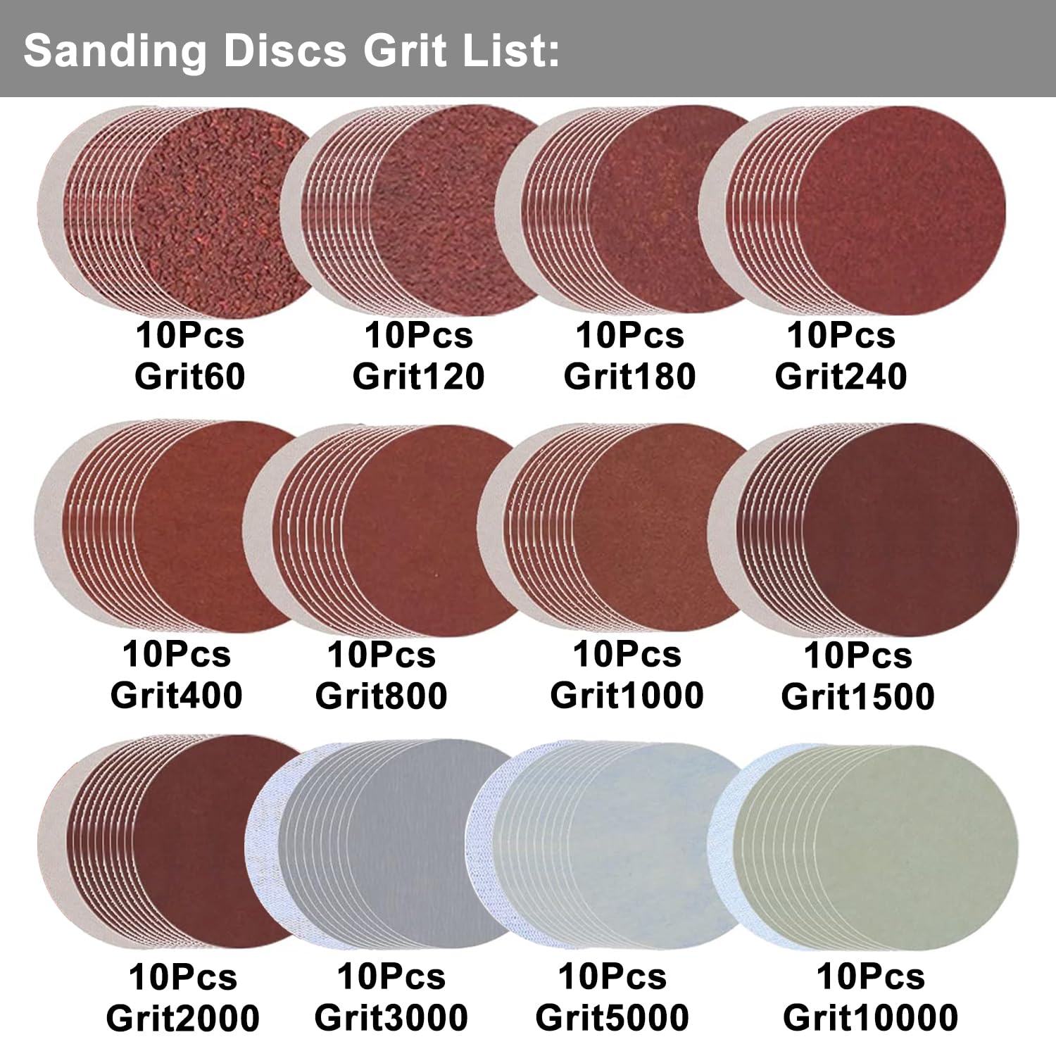 3 Inch Sanding Disc Car Headlight Restoration Kit, 120 Pcs Hook and Loop Wet Dry Sandpaper 60 to 10000 Grits Drill Polishing Buffing Pads Sponge with Rotary Tools for Car Metal Wood Glass