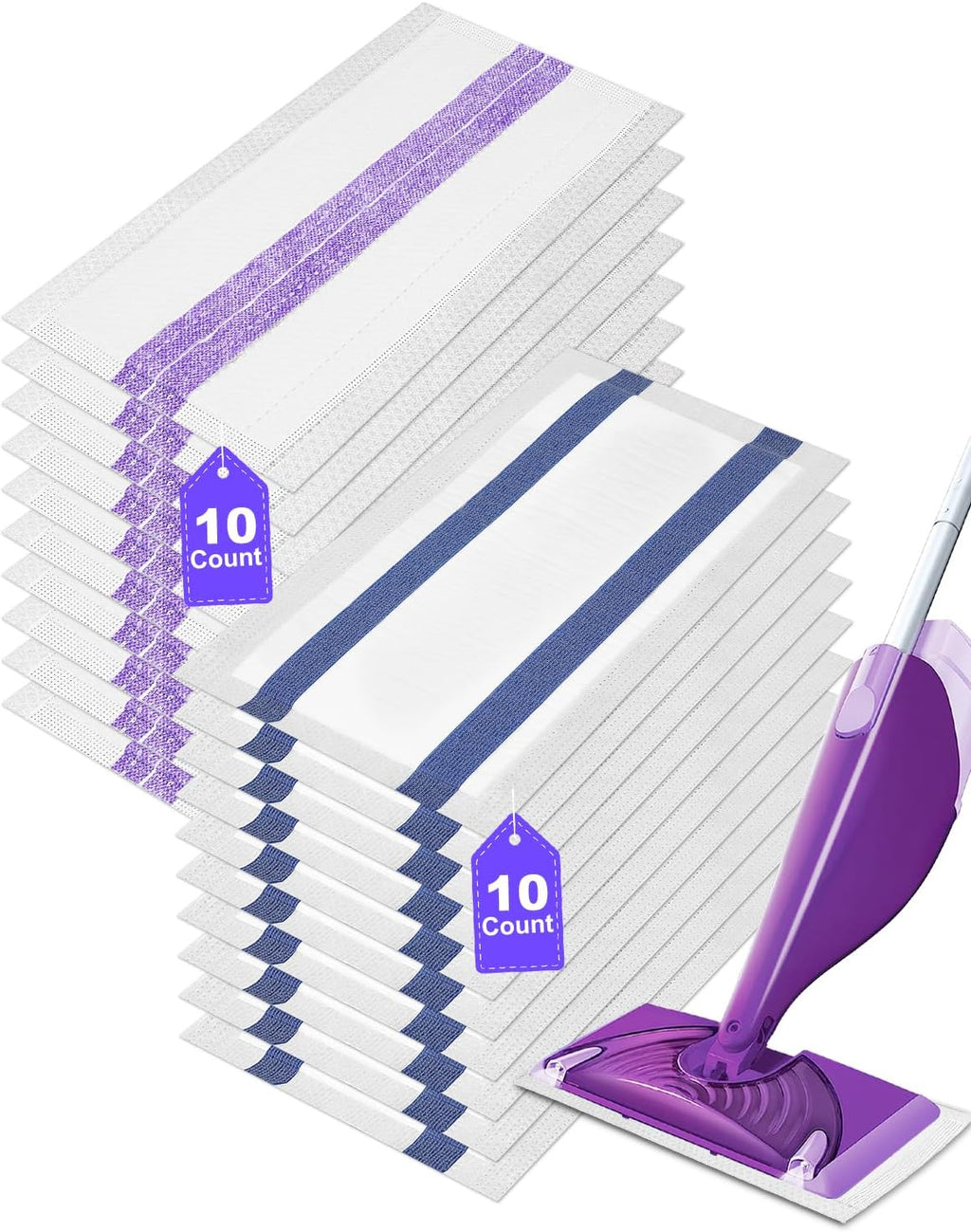 Spray Mop Pad Refill Compatible with Swiffer WetJet Mop, Disposable Multi Surface Floor Mop Pads, Thickness & Absorbent, 10 Count Basic +10 Count Super Water Absorbent