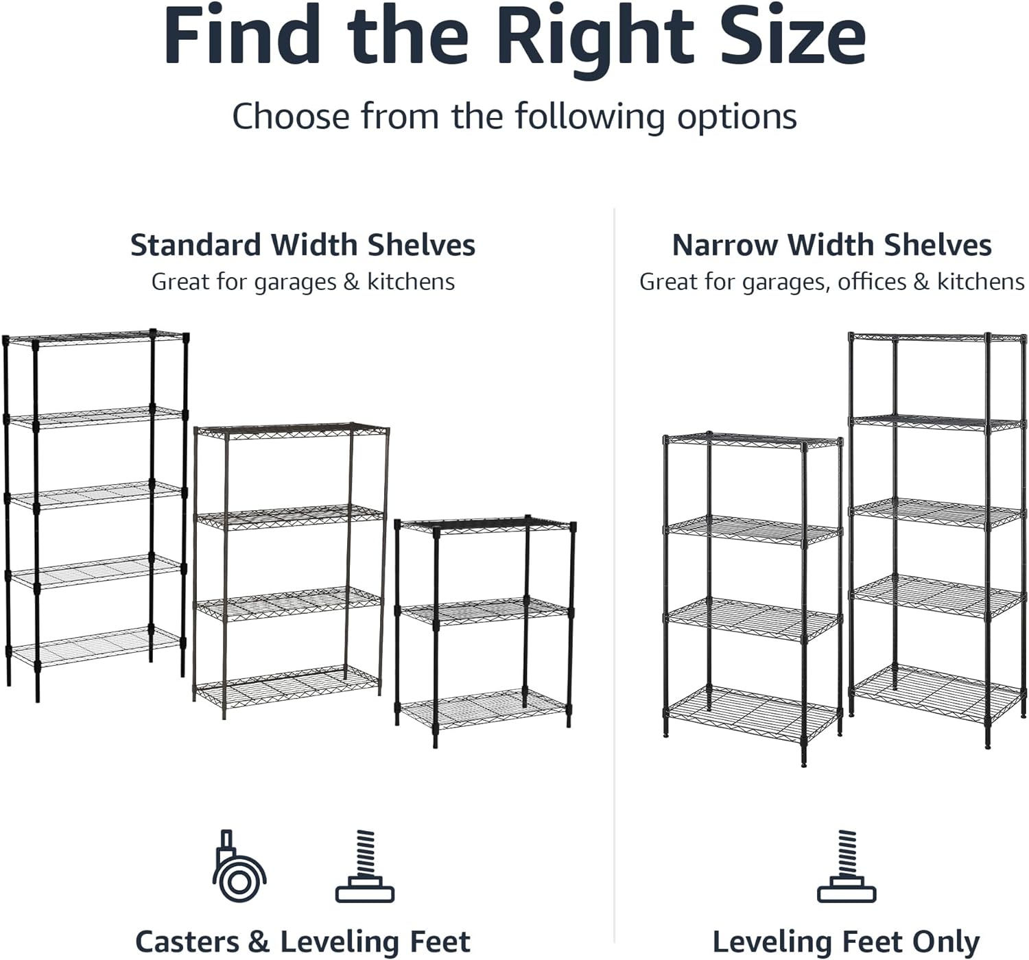 Amazon Basics 3-Shelf Adjustable Heavy Duty Steel Wire Rack Storage Shelving Organizer for Kitchen, Garage, 23.2" L x 13.4" W x 30" H, Black