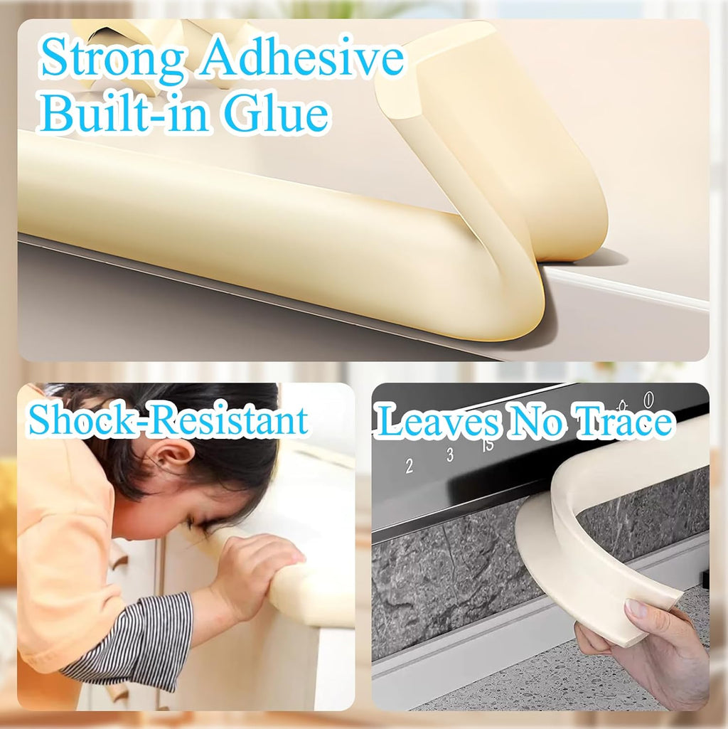 Baby Proofing Edge Corner Protector,1Roll L-Shape Soft Cabinet Door Bumper Corner Strip,8 Furniture Safety Bumper Corner Guards,Wall Protector,Self Adhesive,for Nursery,Kitchen,Fireplace,Table