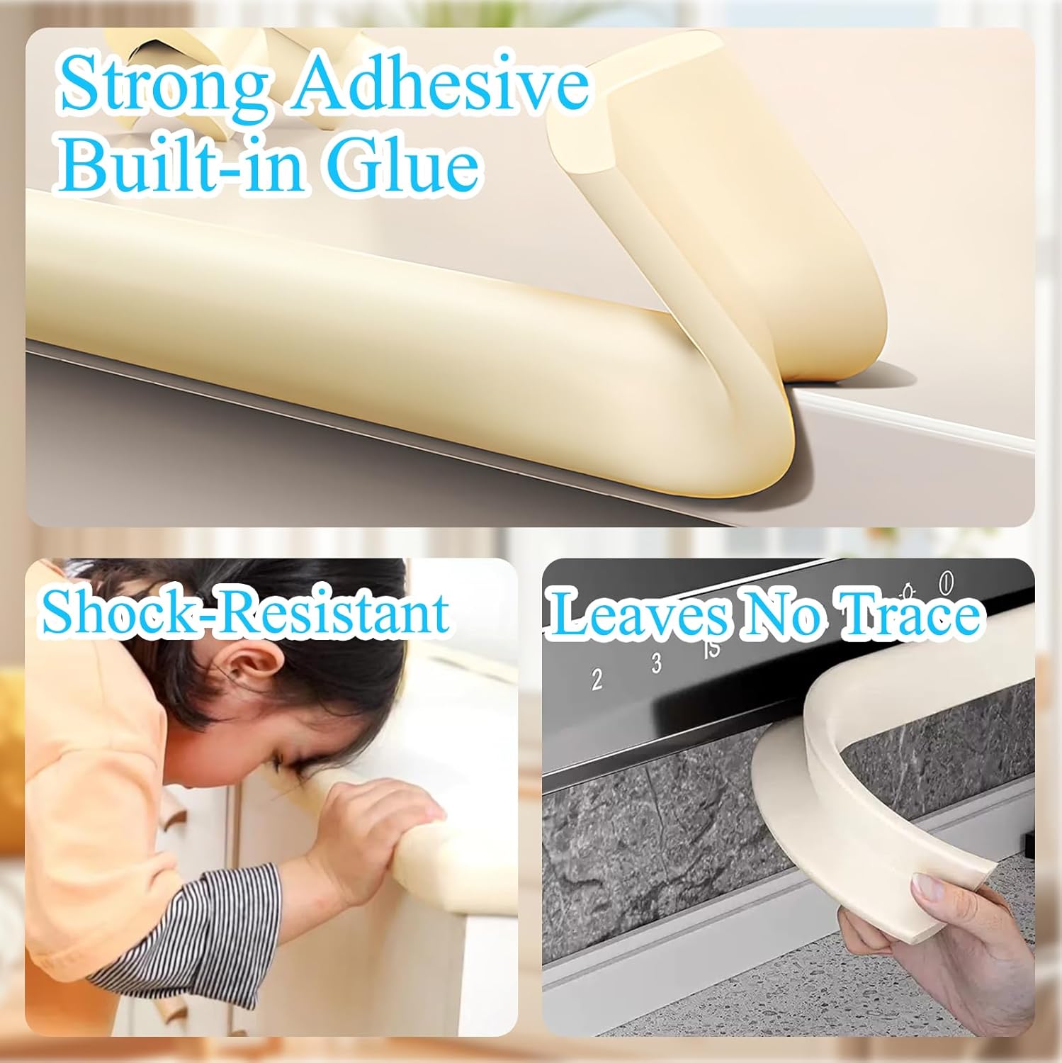 Baby Proofing Edge Corner Protector,1Roll L-Shape Soft Cabinet Door Bumper Corner Strip,4 Furniture Safety Bumper Corner Guards,Wall Protector,Self Adhesive,for Nursery,Fireplace,Kitchen,Table